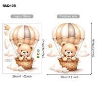STICKER ENFANT PVC Ours Avec Ballons Nuages Et Étoiles