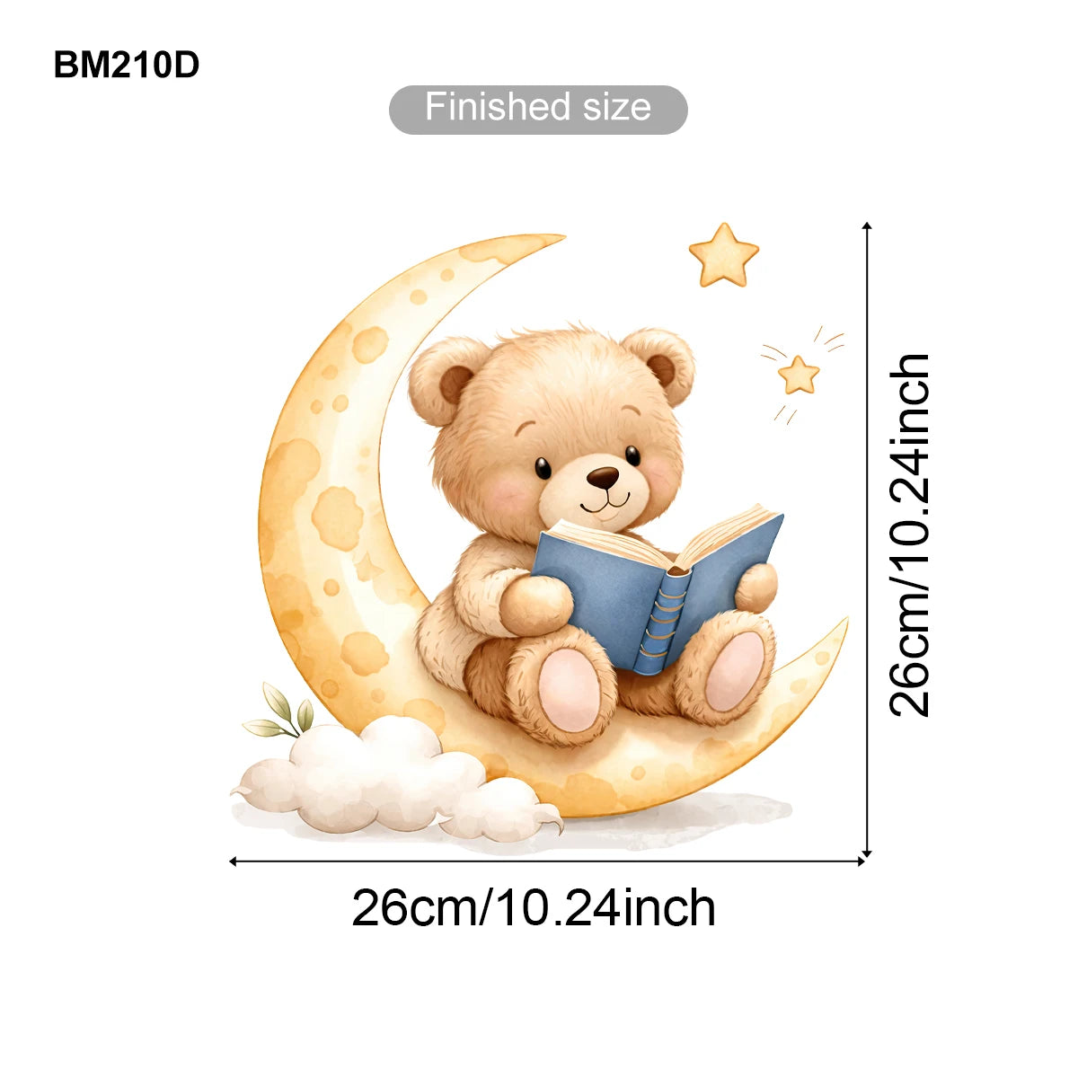 STICKER ENFANT PVC Ours Avec Ballons Nuages Et Étoiles