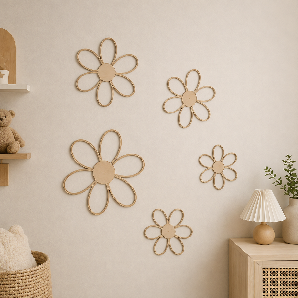 Décoration murale marguerite évidée en bois style scandinave