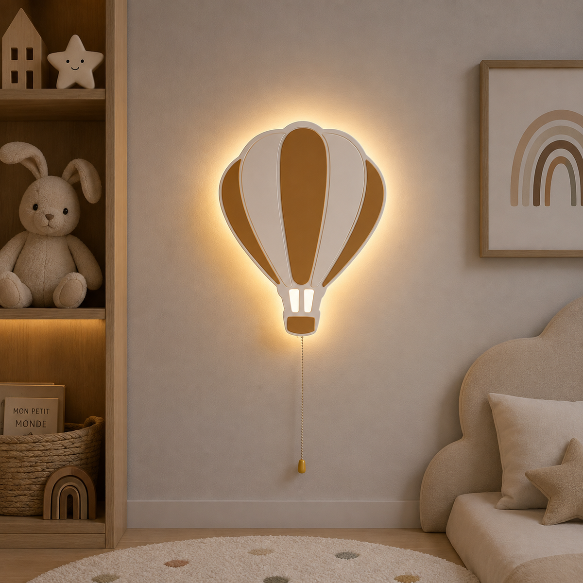 Veilleuse Murale Pile En Forme De Nuage En Bois