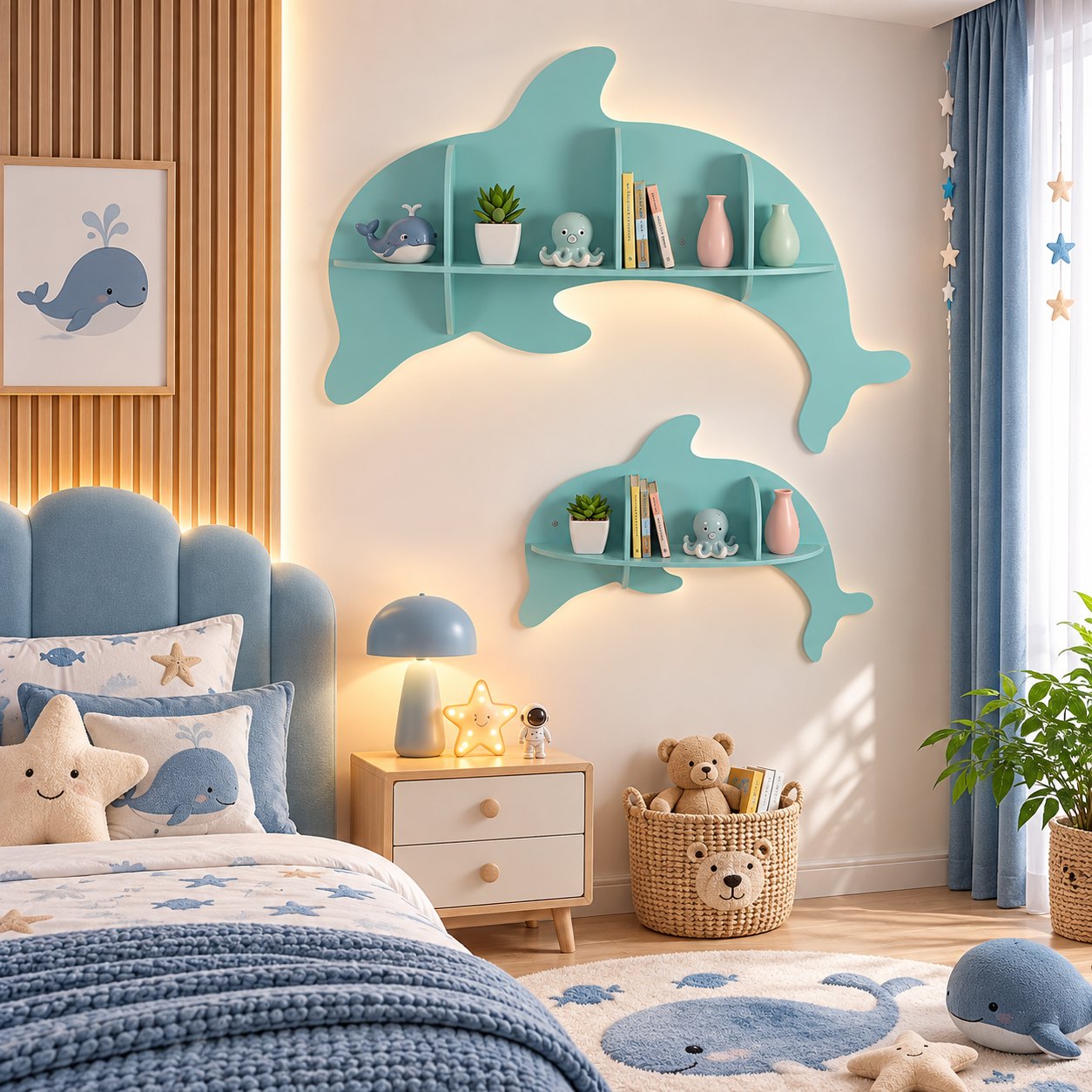 Bibliothèque Enfant Lot De 2 Dauphins