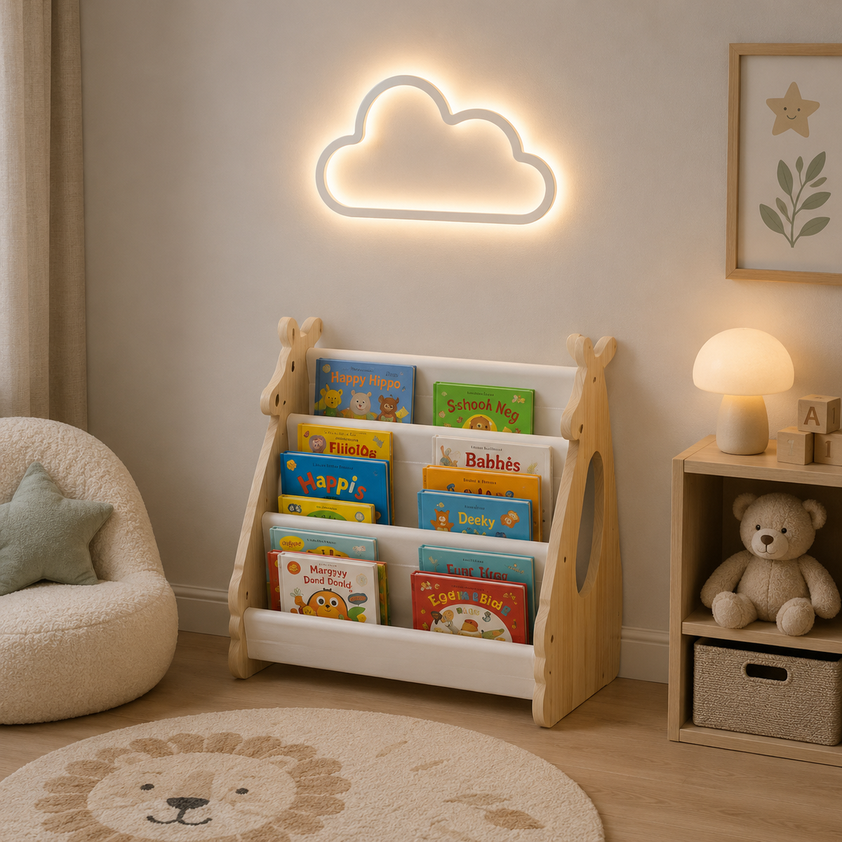 Bibliothèque Enfant En Bois Motif Kangourou