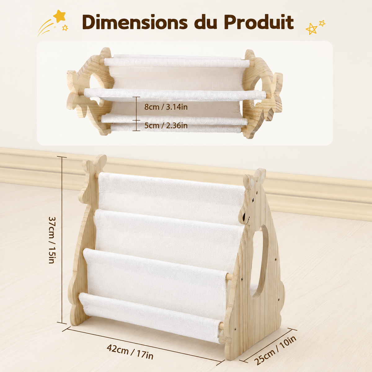 Bibliothèque Enfant En Bois Motif Kangourou