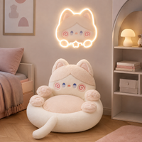 Coussin de sol Tatami Chat avec dossier intégré en fausse fourrure
