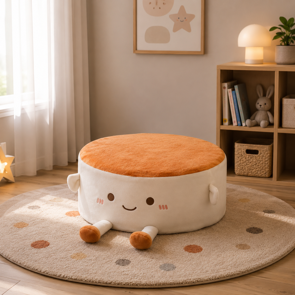 Coussin de sol rond épais dessin animé en peluche courte