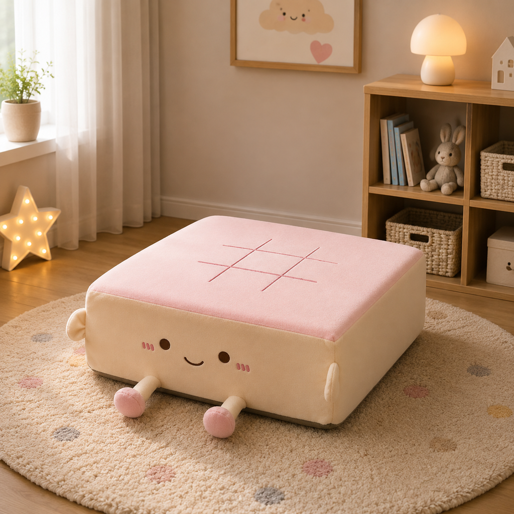Coussin de sol rond épais dessin animé en peluche courte