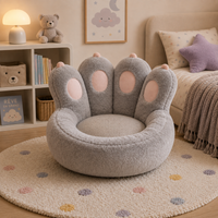 Coussin de sol rose en peluche forme patte de chat