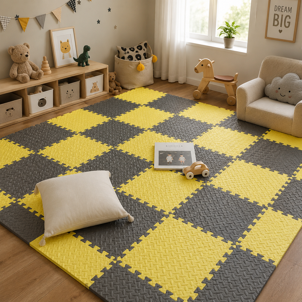 Tapis D Eveil Bebe Beige Puzzle Mousse EVA