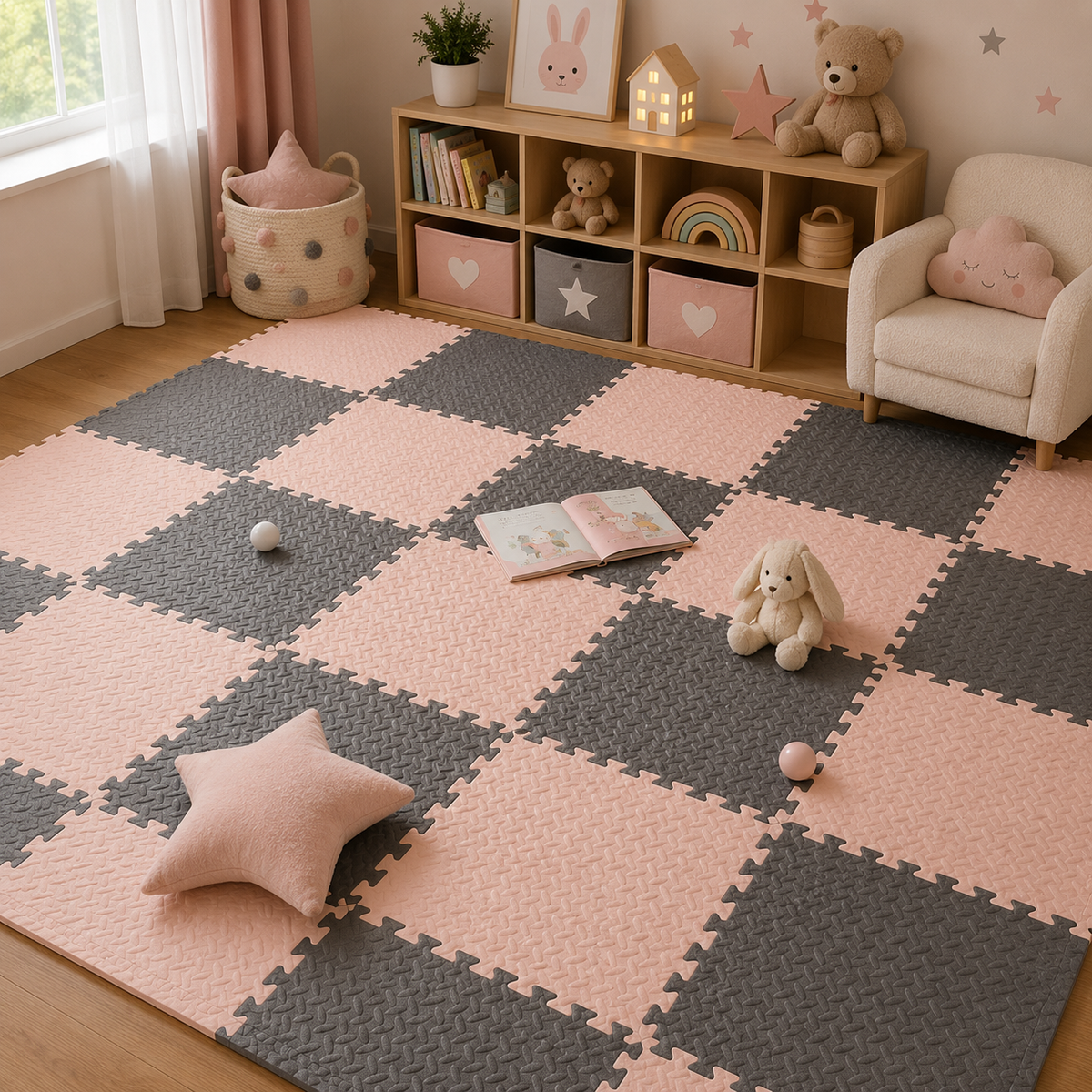 Tapis D Eveil Bebe Beige Puzzle Mousse EVA