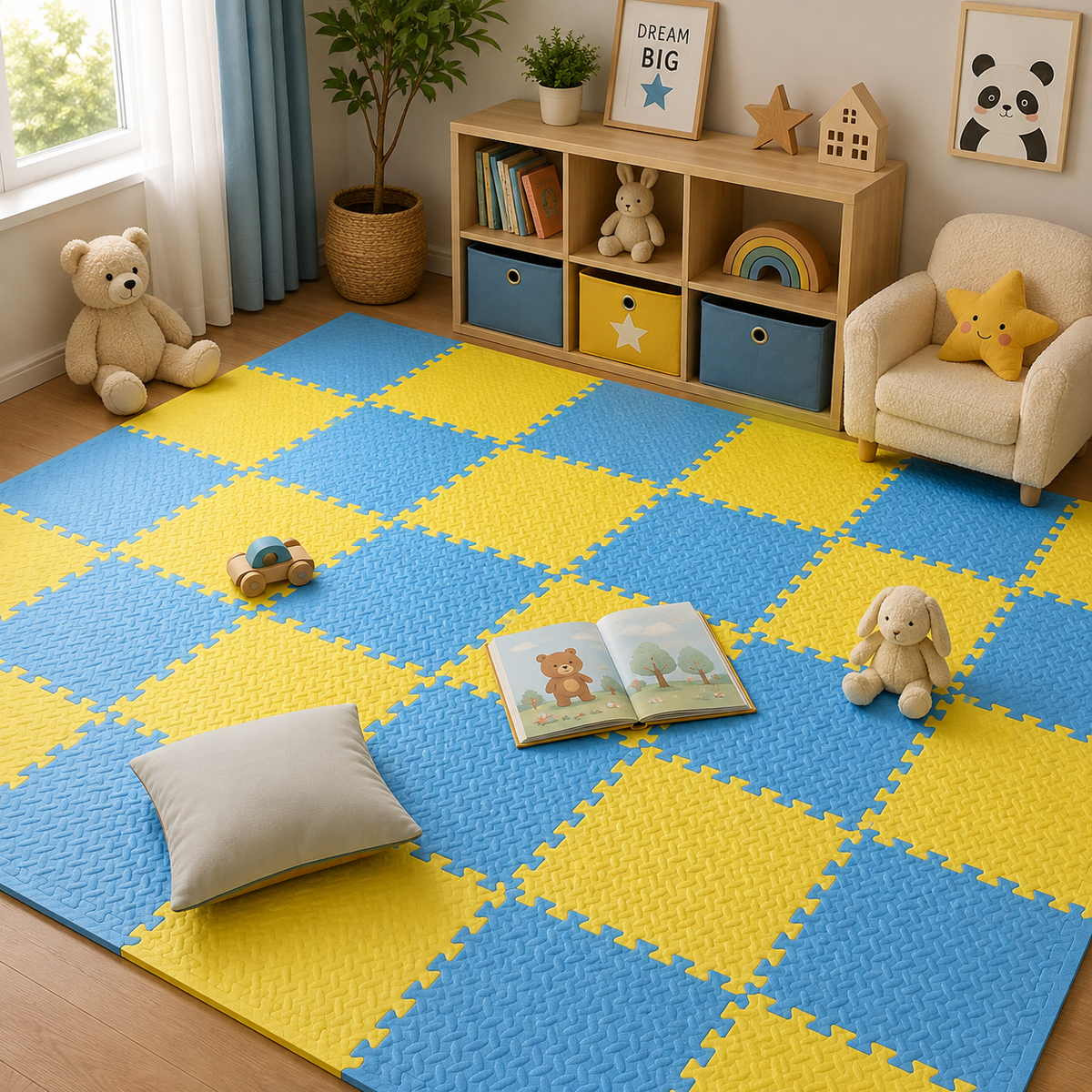 Tapis D Eveil Bebe Beige Puzzle Mousse EVA
