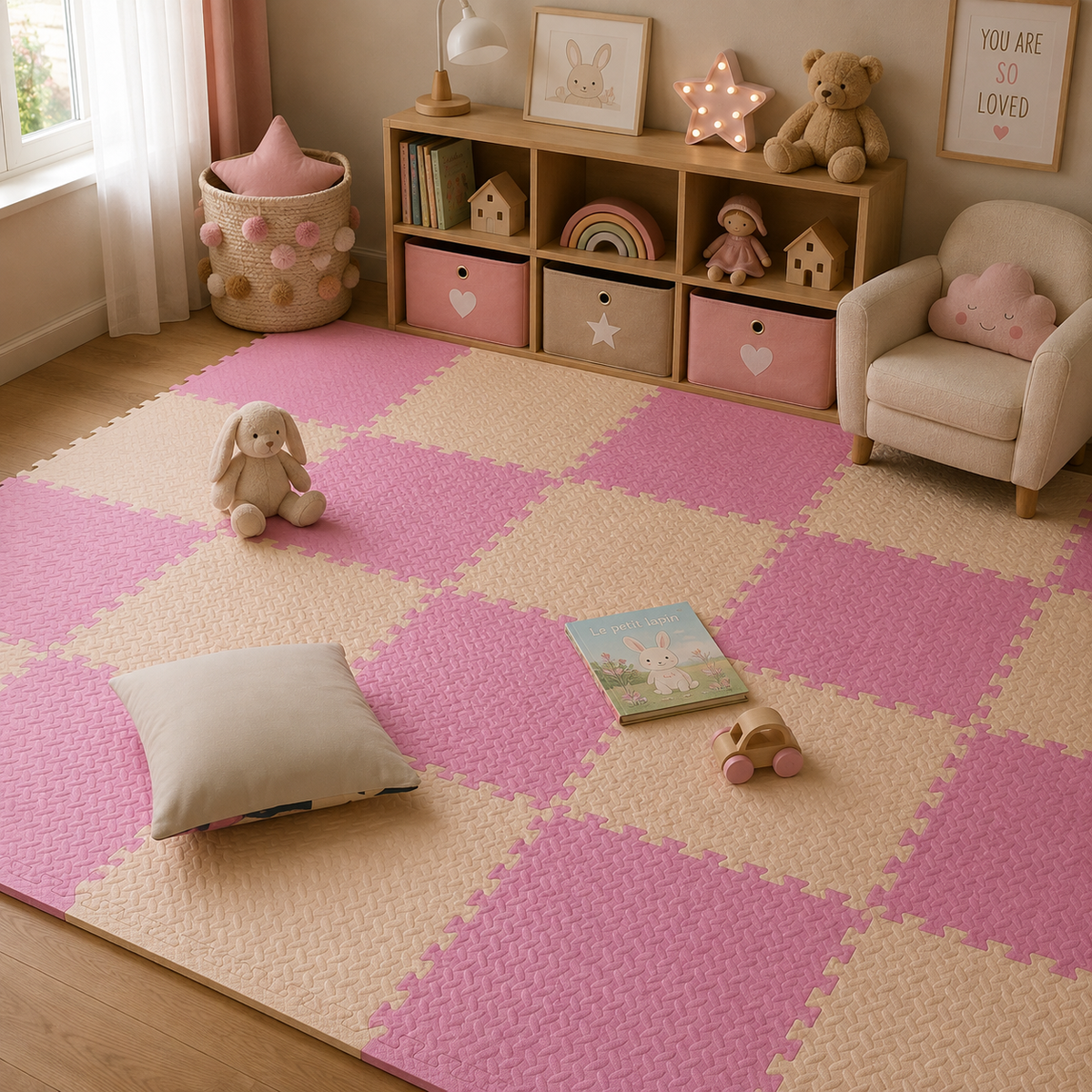 Tapis D Eveil Bebe Beige Puzzle Mousse EVA