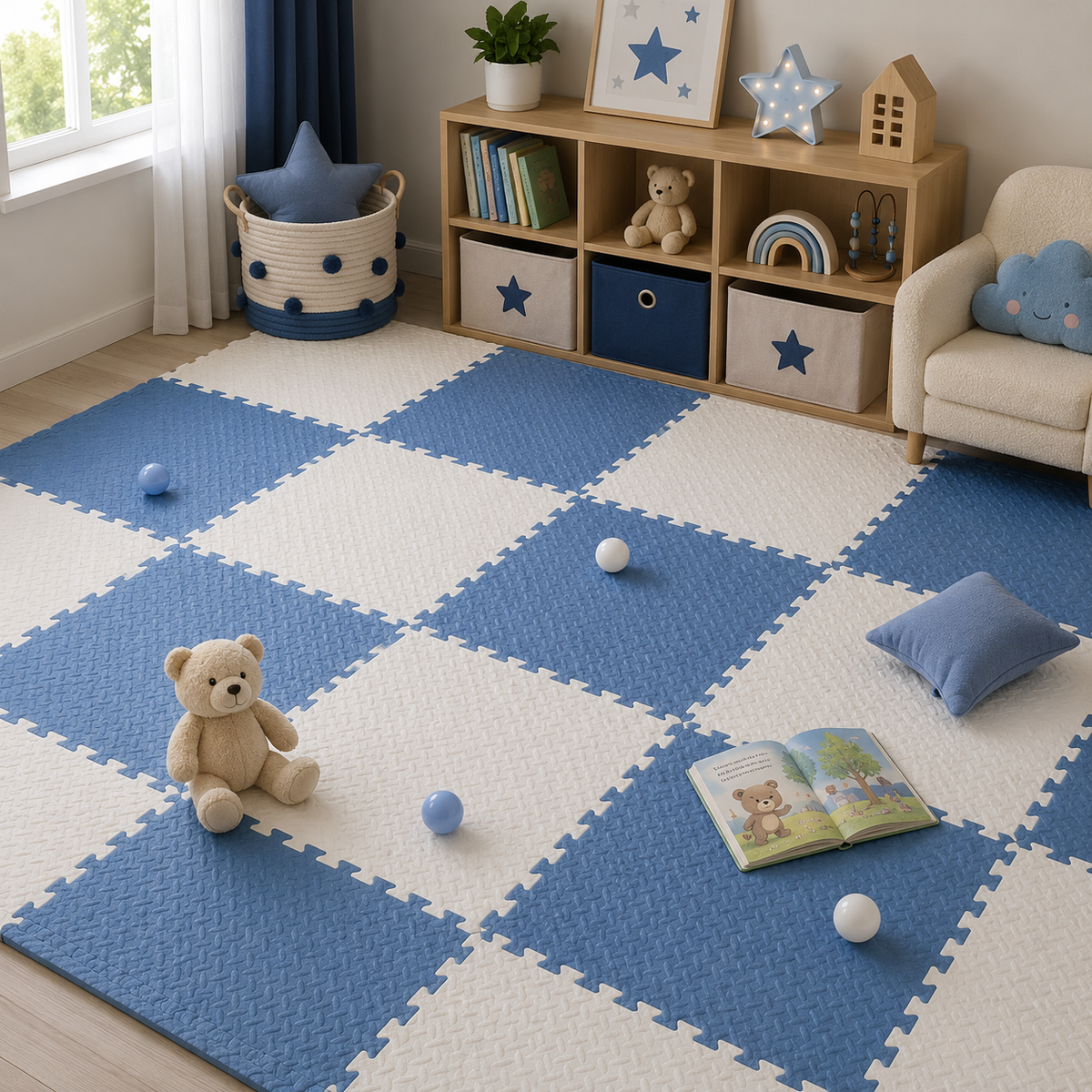 Tapis D Eveil Bebe Beige Puzzle Mousse EVA