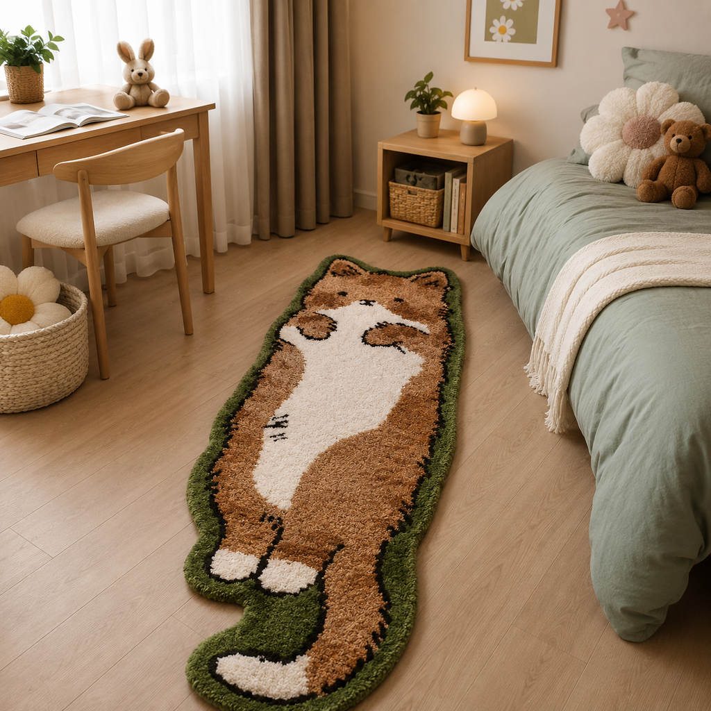 Tapis Descente De Lit En Forme De Chat Tufté