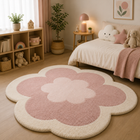 Tapis Fleur Forme Rose Et Crème