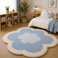 Tapis Fleur Forme Rose Et Crème