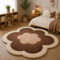 Tapis Fleur Forme Rose Et Crème