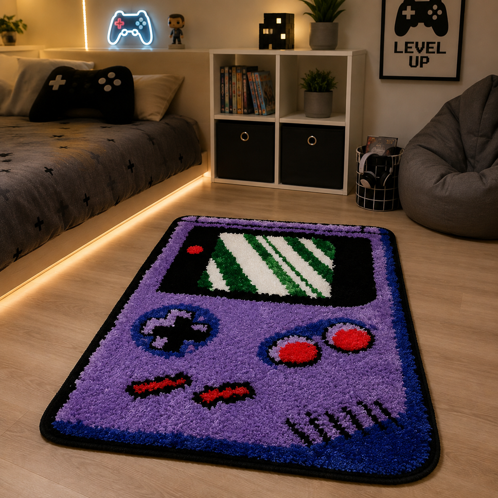 Tapis touffeté antidérapant console de jeu rétro