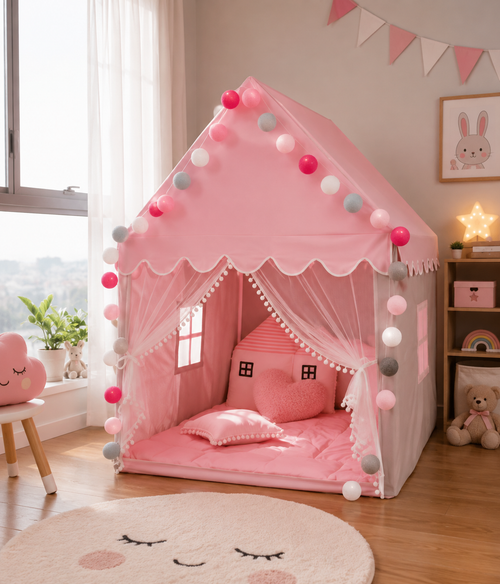 TENTE ENFANT Forme Maison Rose