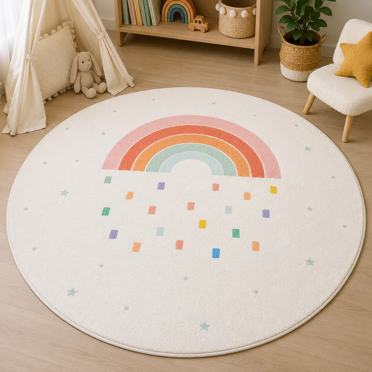 TAPIS DE CHAMBRE ENFANTS Rond Antidérapant