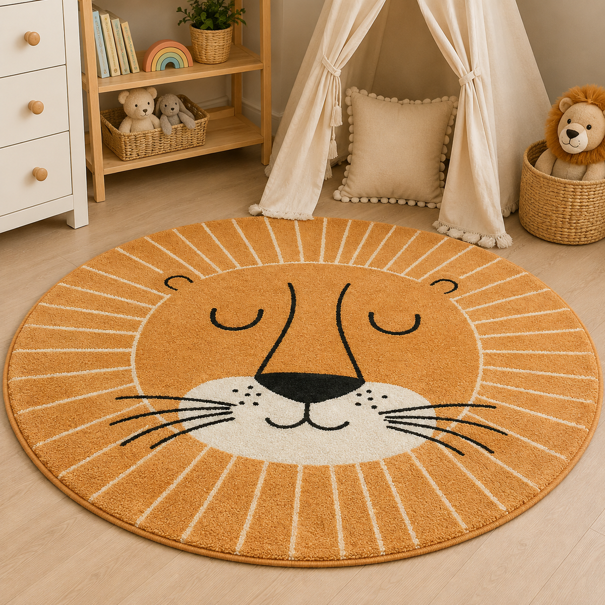 TAPIS DE CHAMBRE ENFANTS Rond Antidérapant