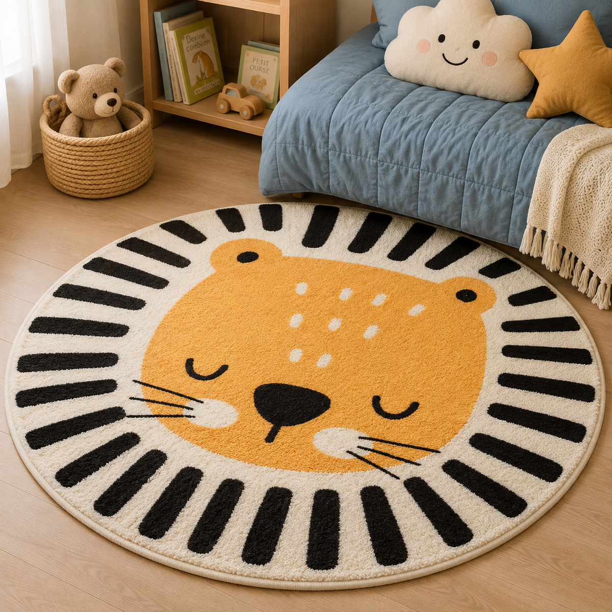 TAPIS DE CHAMBRE ENFANTS Rond Antidérapant