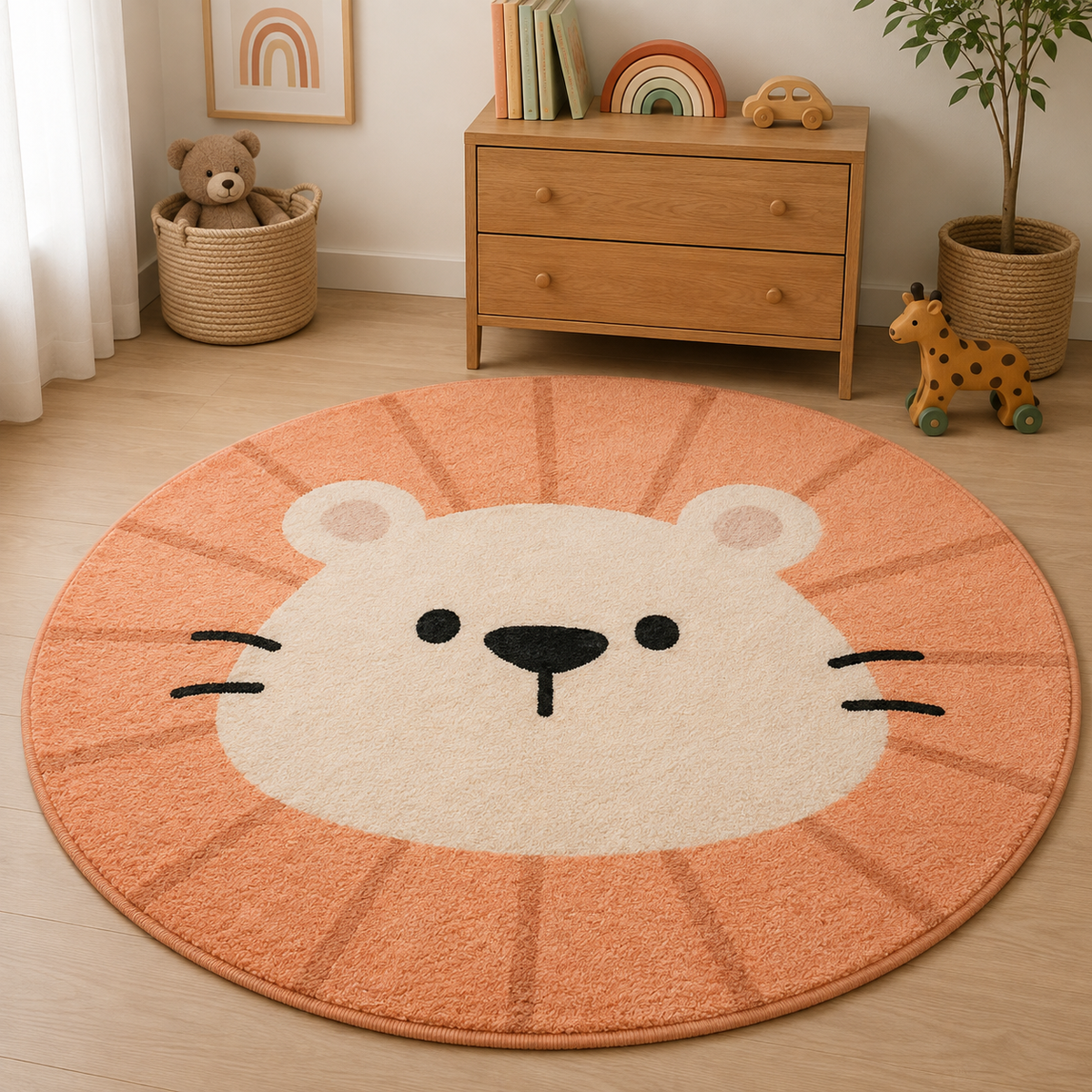 TAPIS DE CHAMBRE ENFANTS Rond Antidérapant