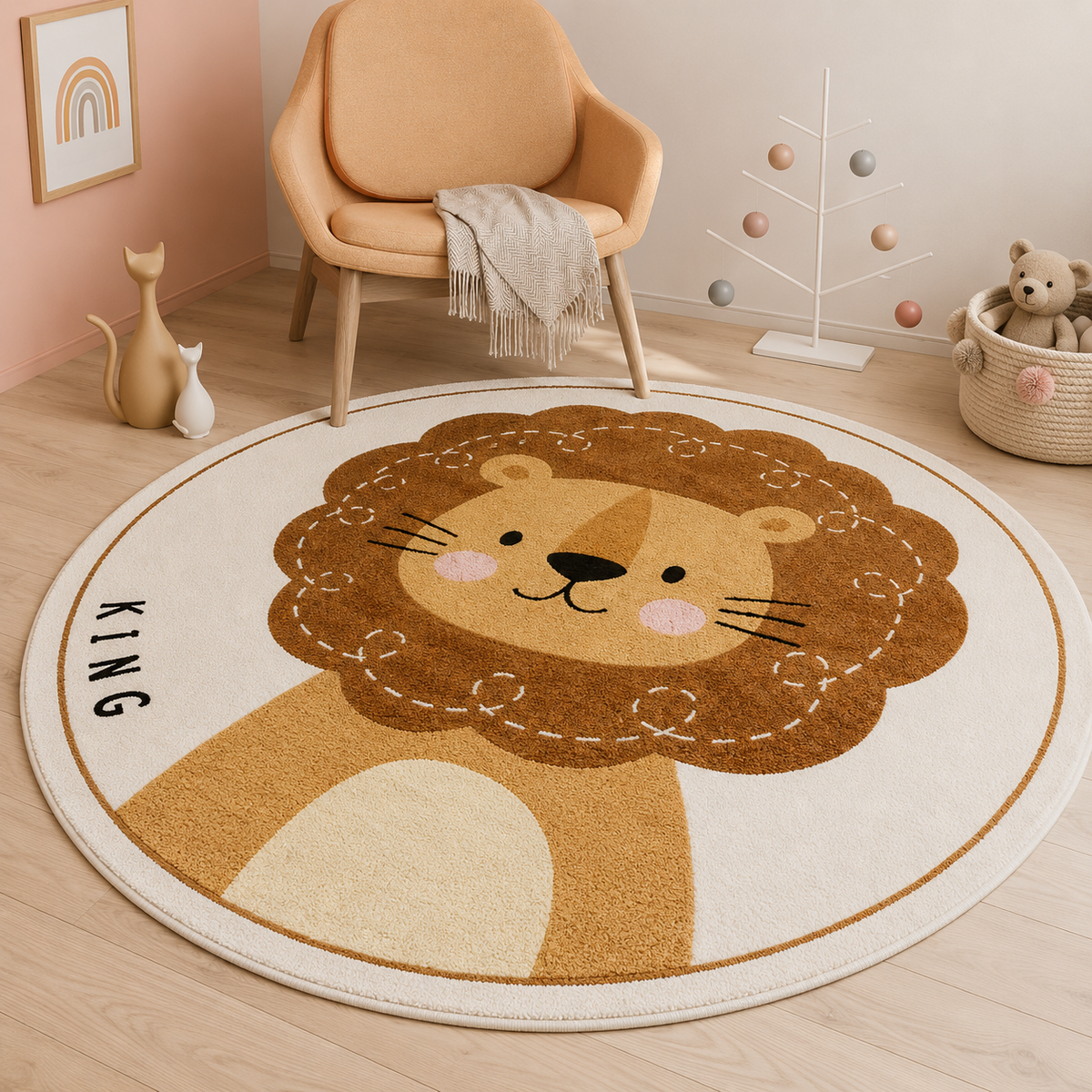 TAPIS DE CHAMBRE ENFANTS Rond Antidérapant