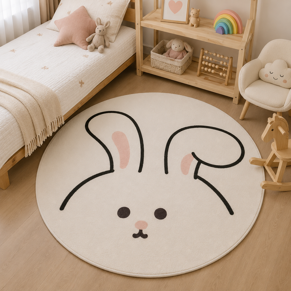 TAPIS DE CHAMBRE ENFANTS Rond Antidérapant