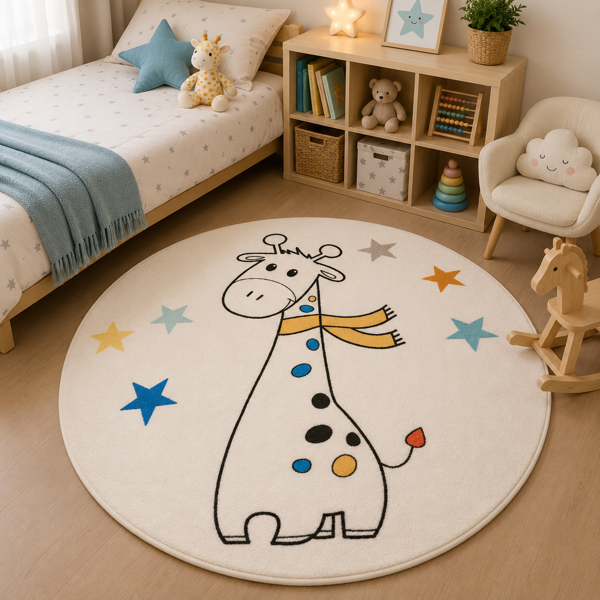 TAPIS DE CHAMBRE ENFANTS Rond Antidérapant