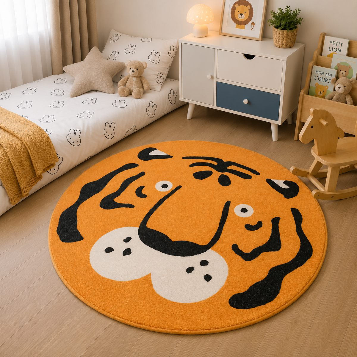 TAPIS DE CHAMBRE ENFANTS Rond Antidérapant