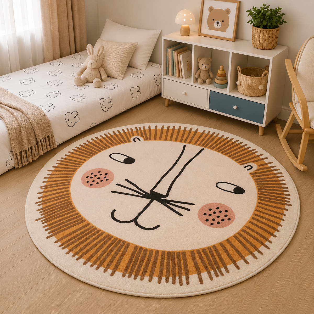 TAPIS DE CHAMBRE ENFANTS Rond Antidérapant