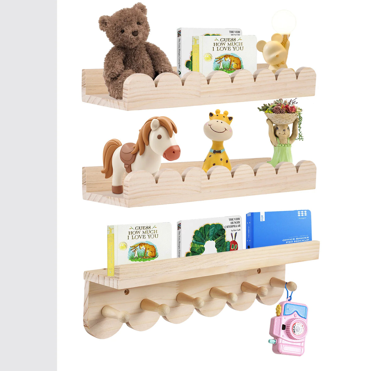 BIBLIOTHEQUE ENFANT Bois De Pin Lot De 3