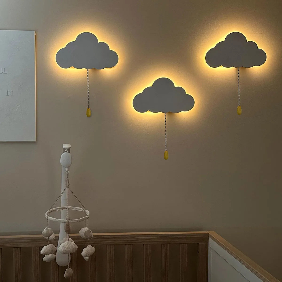 Veilleuse Murale Pile En Forme De Nuage En Bois