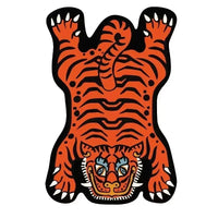 Tapis Tigre Dessin Animé en Velours de Cristal pour Salon et Chambre