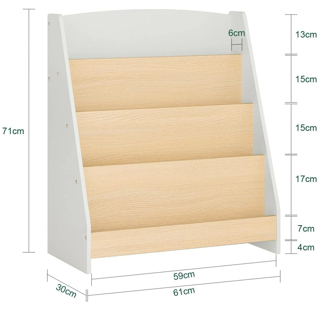 Bibliothèque Frontale Pour Enfants MDF Blanc Et Bois Naturel