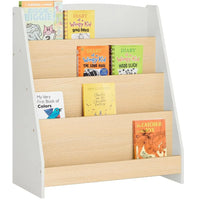 Bibliothèque Frontale Pour Enfants MDF Blanc Et Bois Naturel