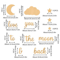 Sticker En Bois Lune Étoiles Et Nuage
