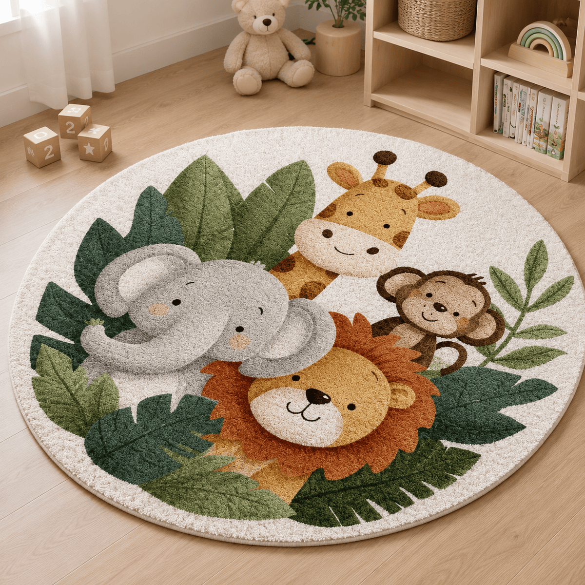Ma boutique Tapis De Chambre D'Enfant Rond Animaux De La Jungle