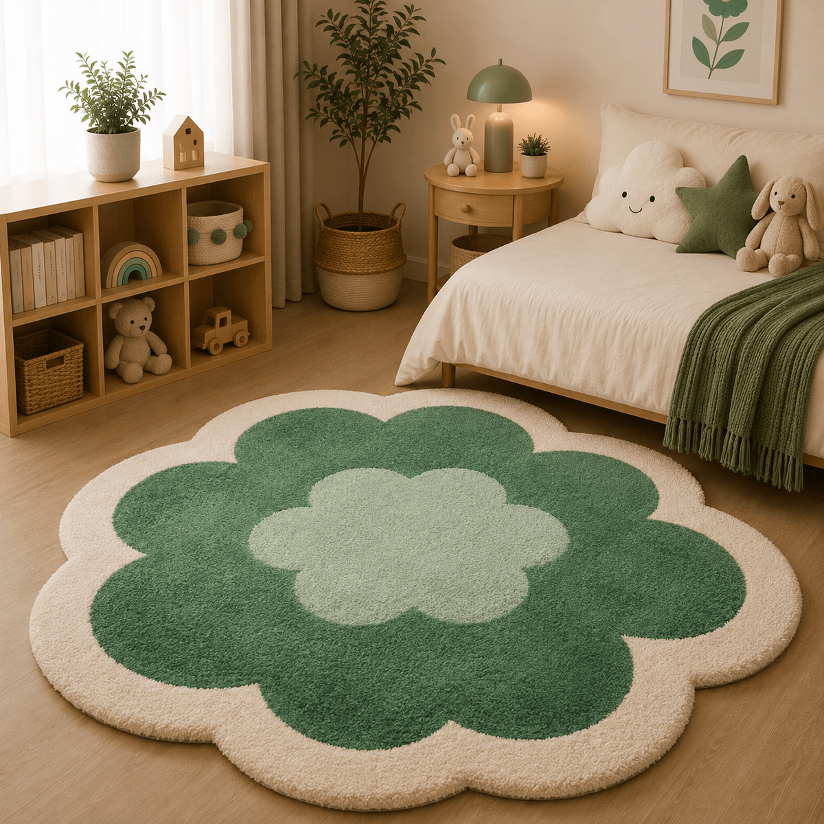 Ma boutique Tapis Fleur Forme Rose Et Crème