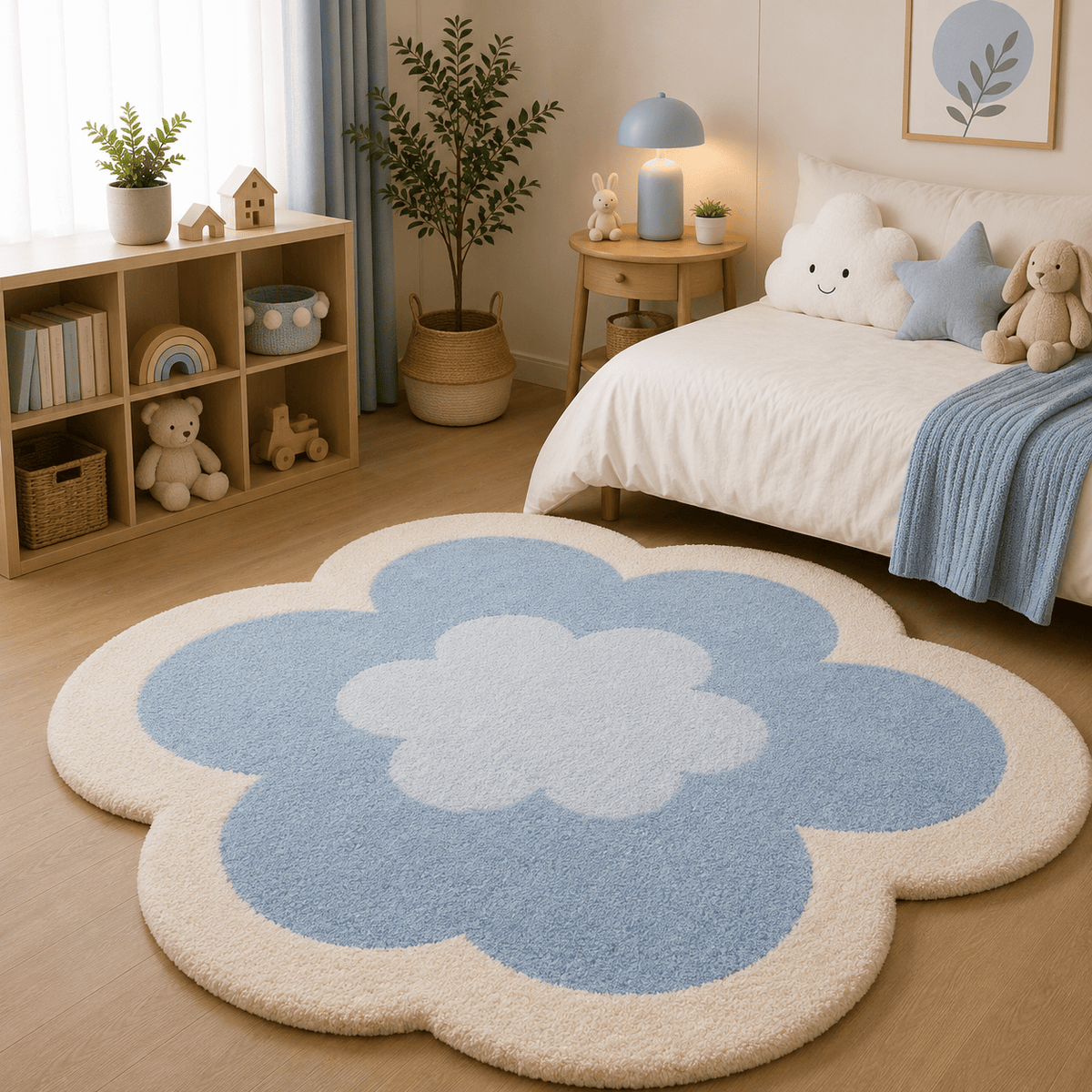 Ma boutique Tapis Fleur Forme Rose Et Crème